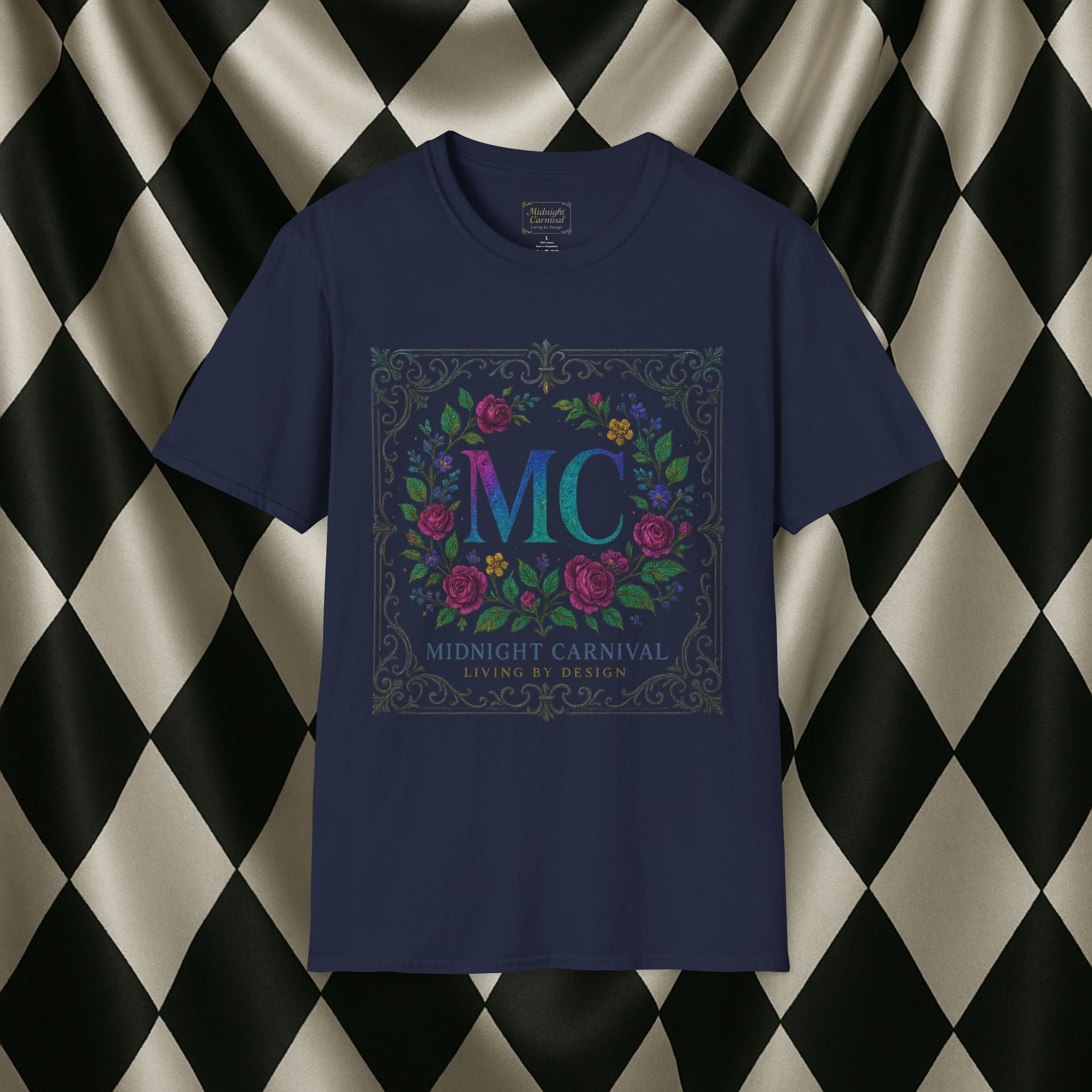 Midnight Carnival Floral Crest Graphic